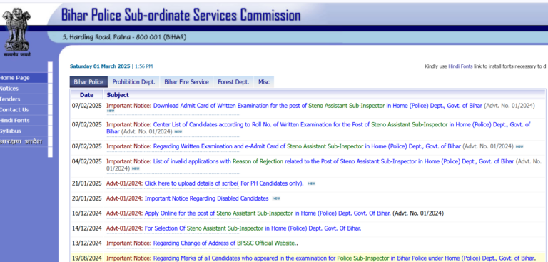 Bihar Police Si Prohibition Recruitment 2025