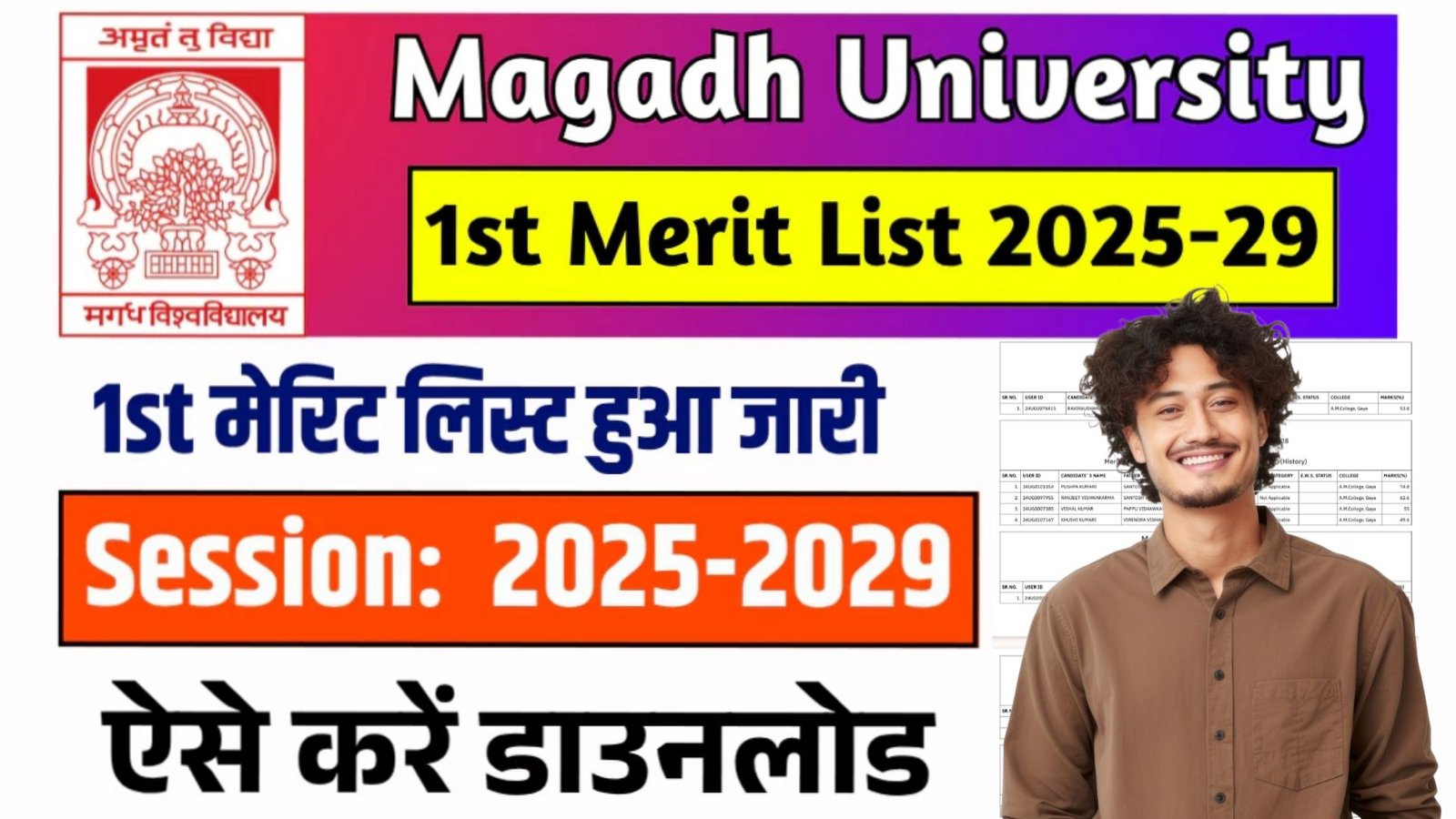 Magadh University UG 1st Merit List 2025